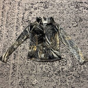 Vintage 90s dark watercolor velvet Button Down Shirt